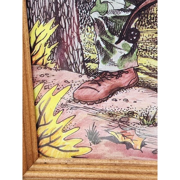 Vintage T. Huff Painting Of Hunter Deer 4Wheeler Cross‎ Bow Fall Scene - Picture 7 of 7